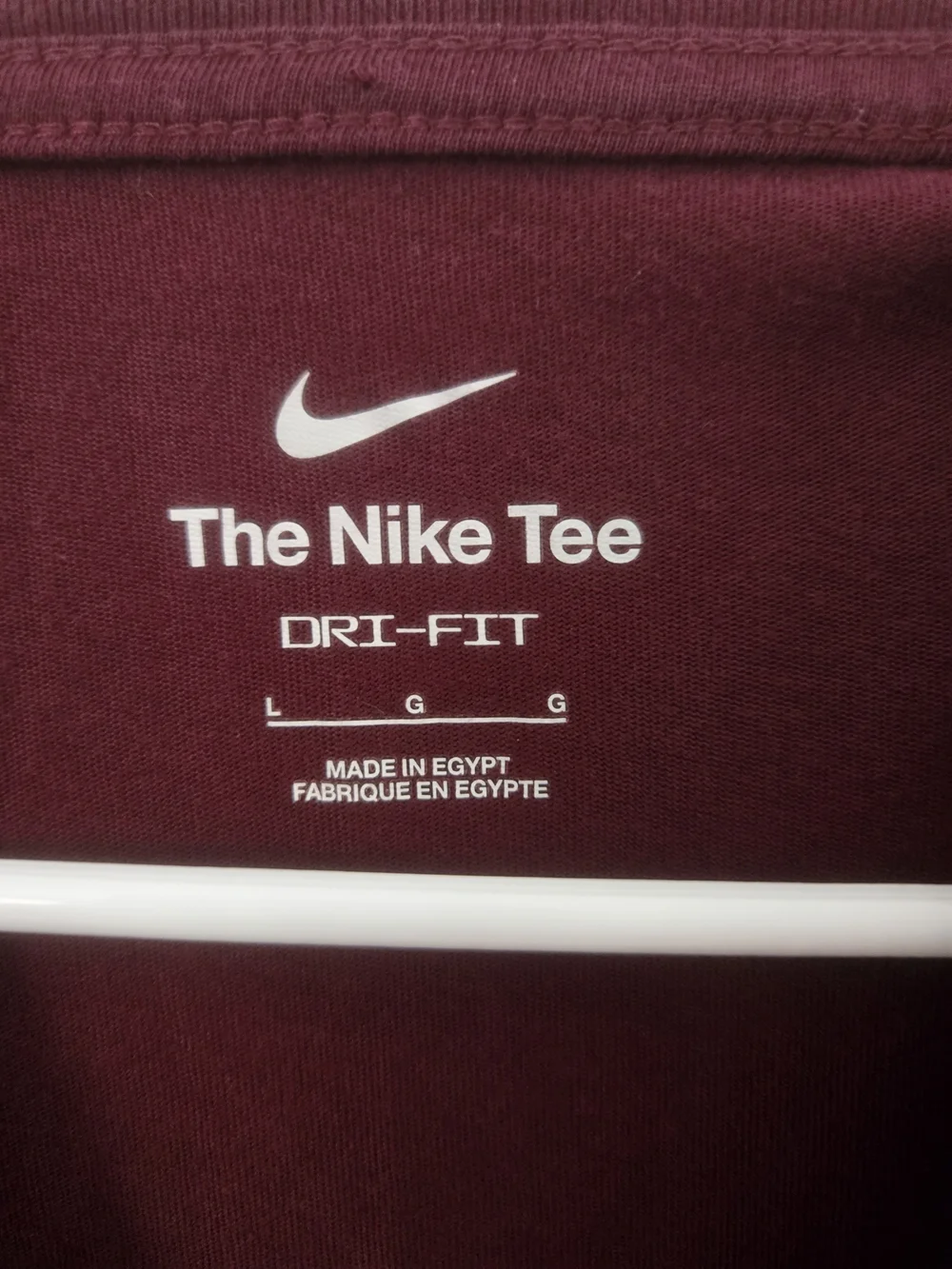Nike Men’s Short Sleeve Crew Tee — Deep Burgundy with White Swoosh
